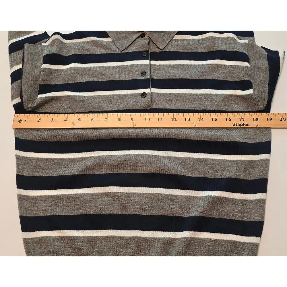 Madewell Drop Shoulder Polo Sweater 100% Merino Wool Womens XXS Gray Blue NWT